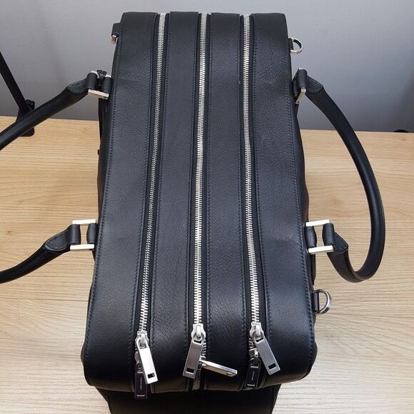 SALVATORE FERRAGAMO Mens Star Black Leather Triple Zip Tote Briefcase $3300 - Picture 7 of 16